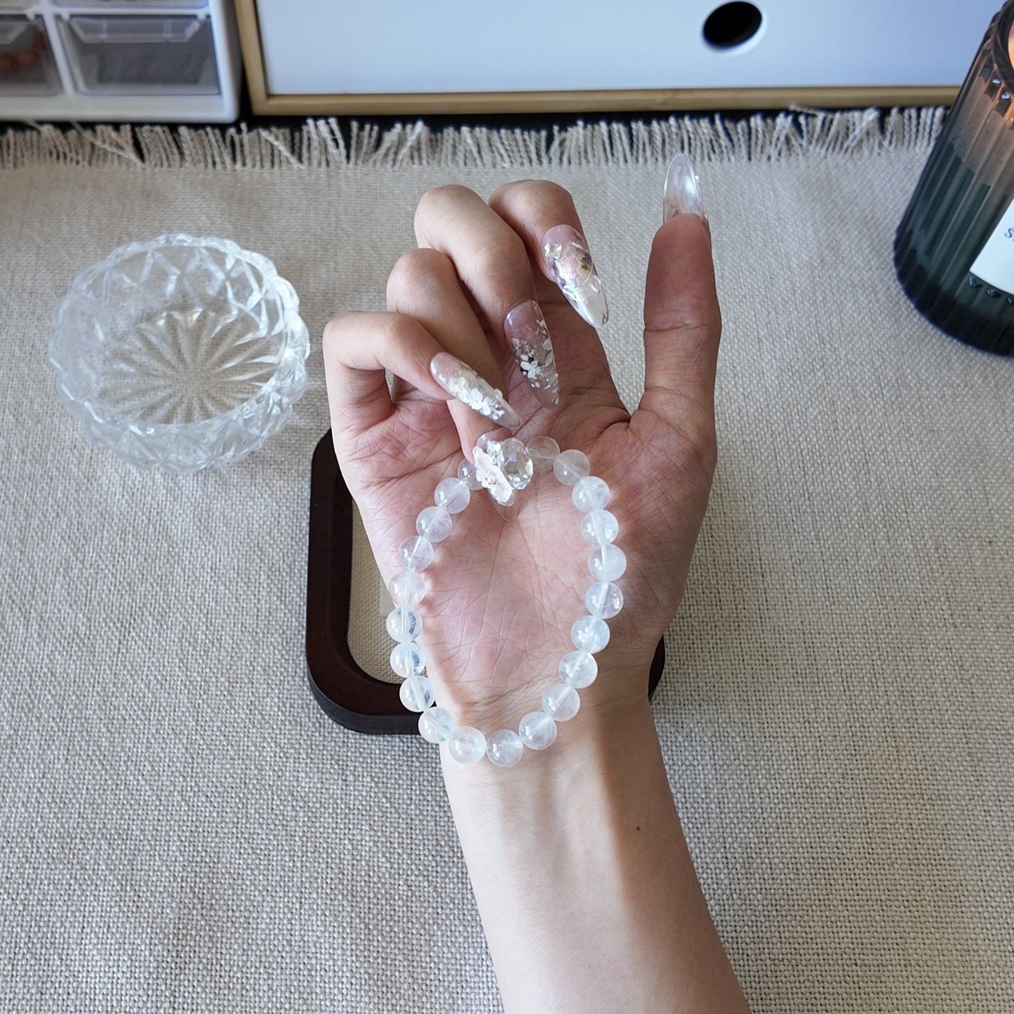 8mm Natural Blue Needle Quartz Bracelet